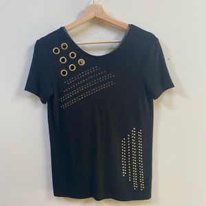 Zara Black V-Neck Back Top